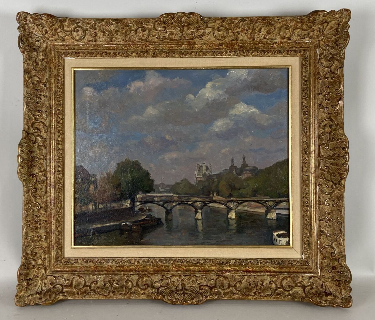 Peinture à l'huile moderne colorée Paris sur toile (12x8)